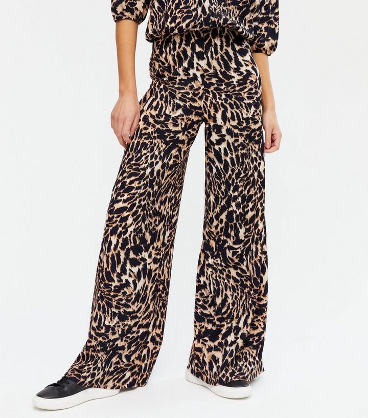 Brown Leopard Print Wide Leg Trousers | New Look