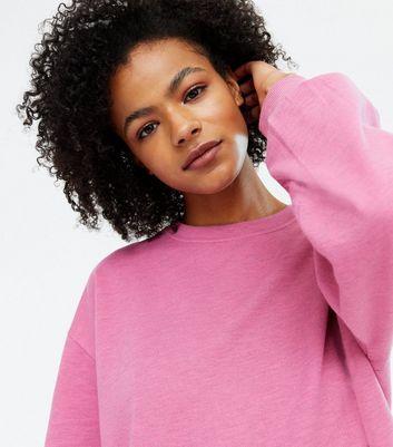 pink puff sleeve sweatshirt