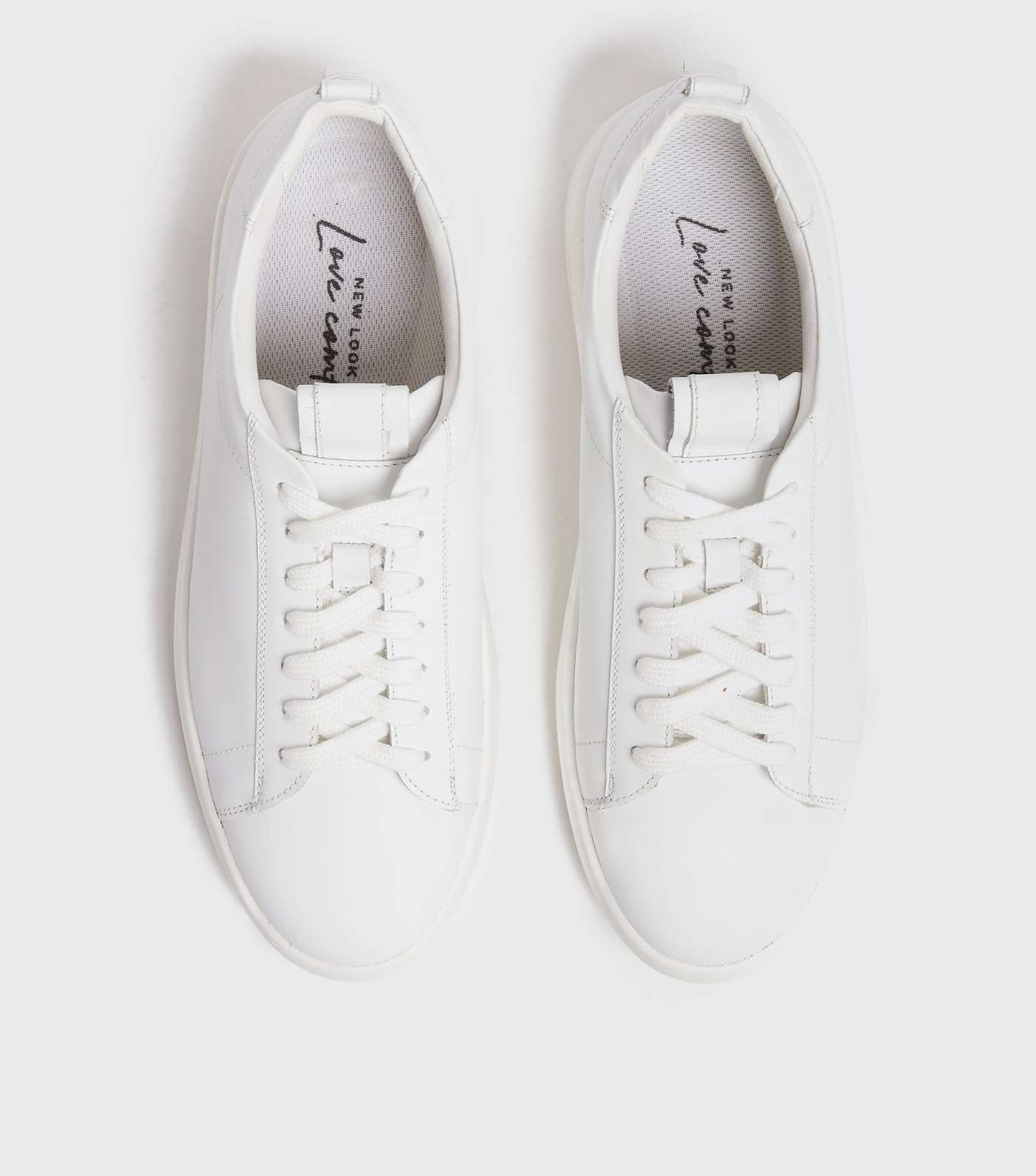 White Leather Lace Up Chunky Trainers Image 3