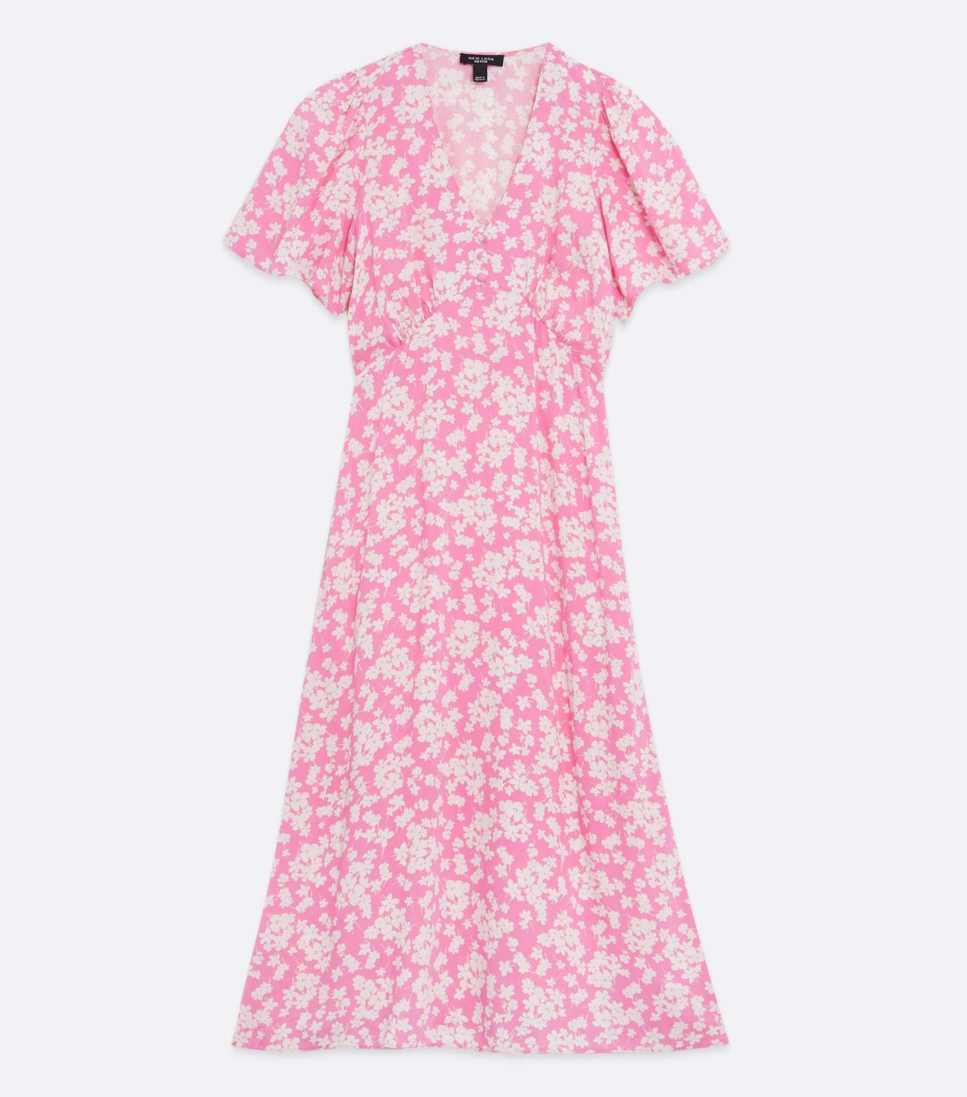 Petite Pink Floral Flutter Sleeve Midi Dress Image 5