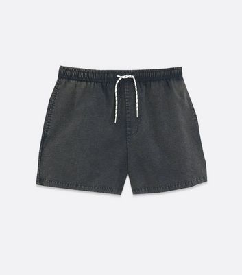 Dark Grey Acid Wash Swim Shorts | New Look