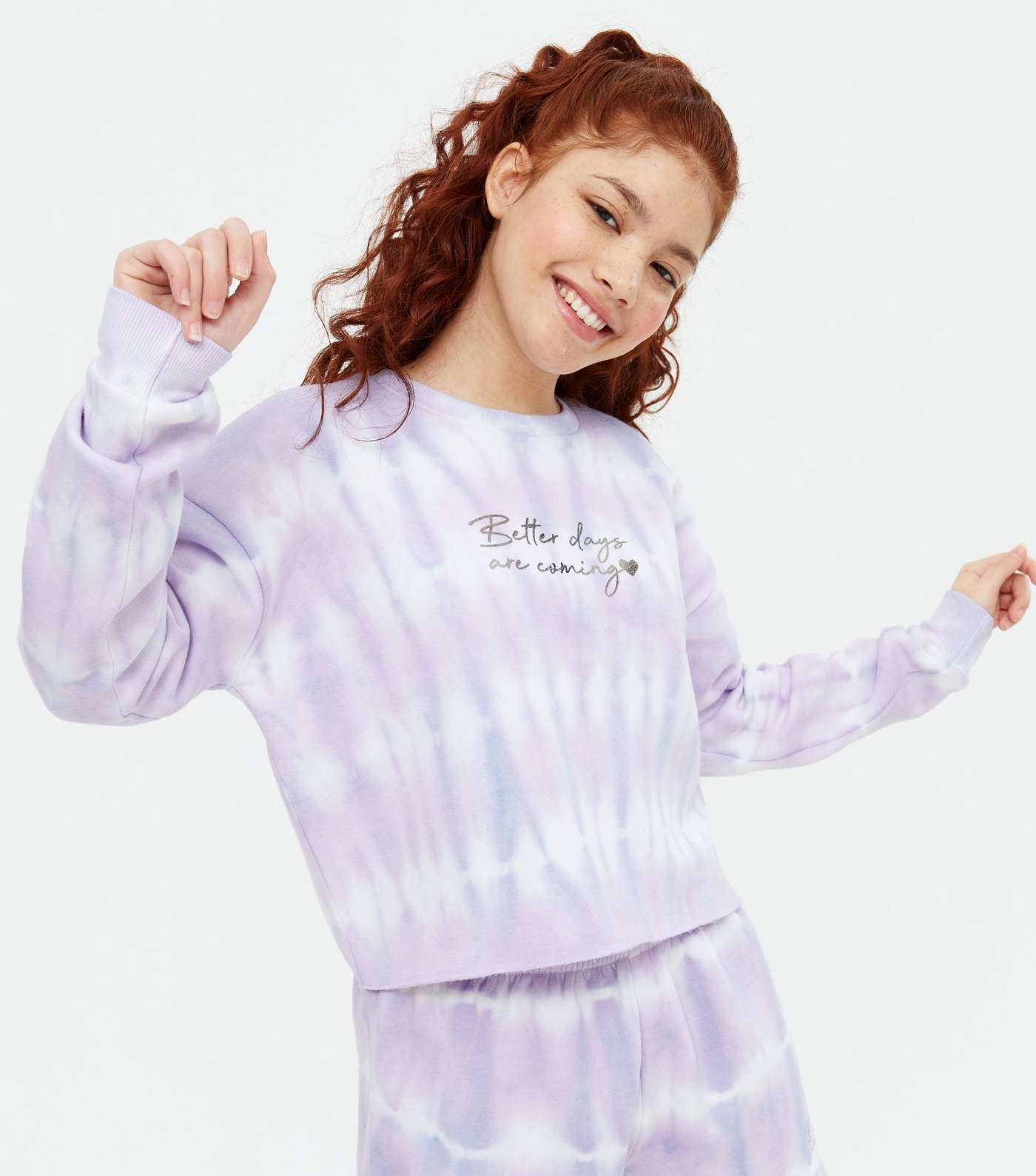 Girls Lilac Tie Dye Better Days Logo Sweatshirt