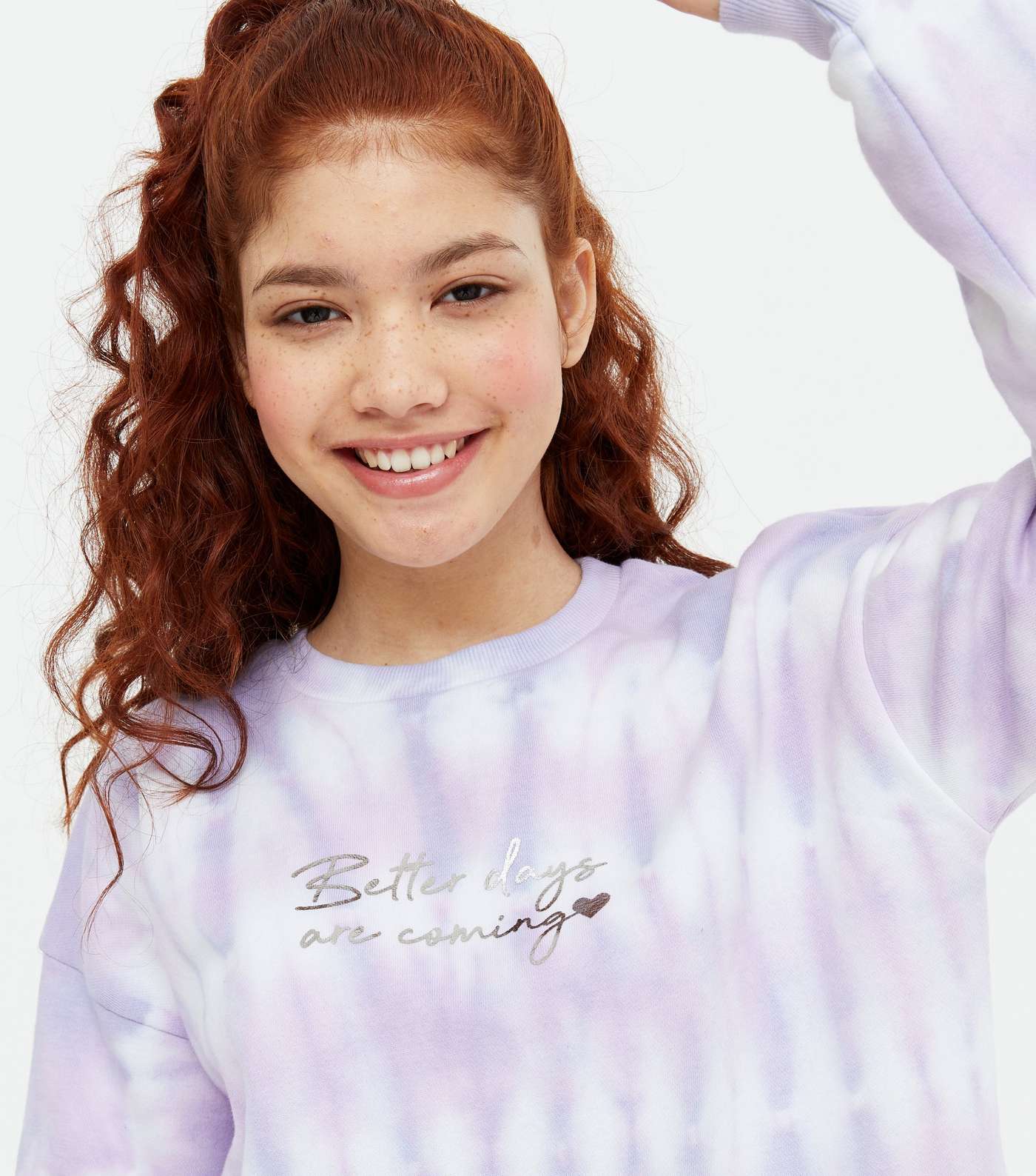 Girls Lilac Tie Dye Better Days Logo Sweatshirt Image 3