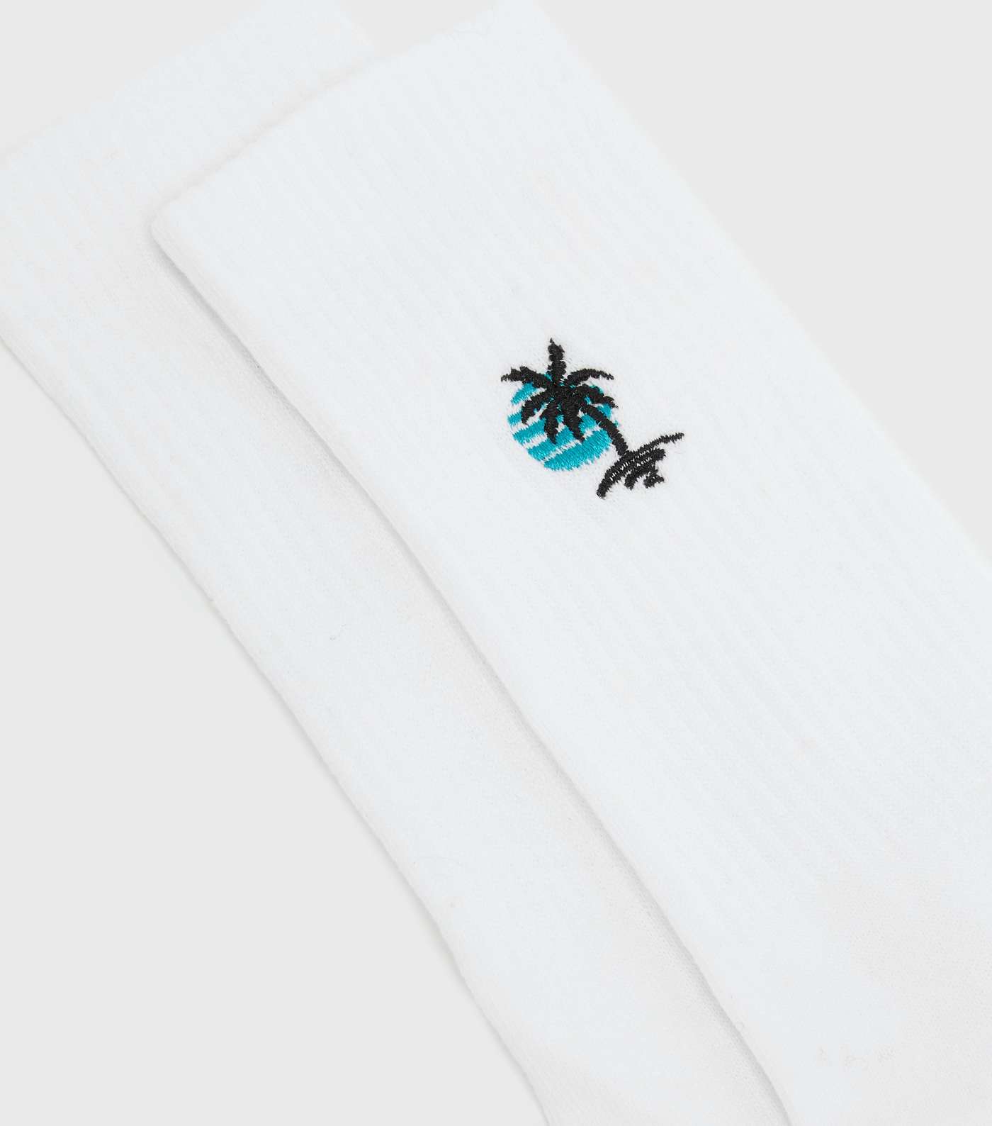 Teal Palm Tree Embroidered Socks Image 2