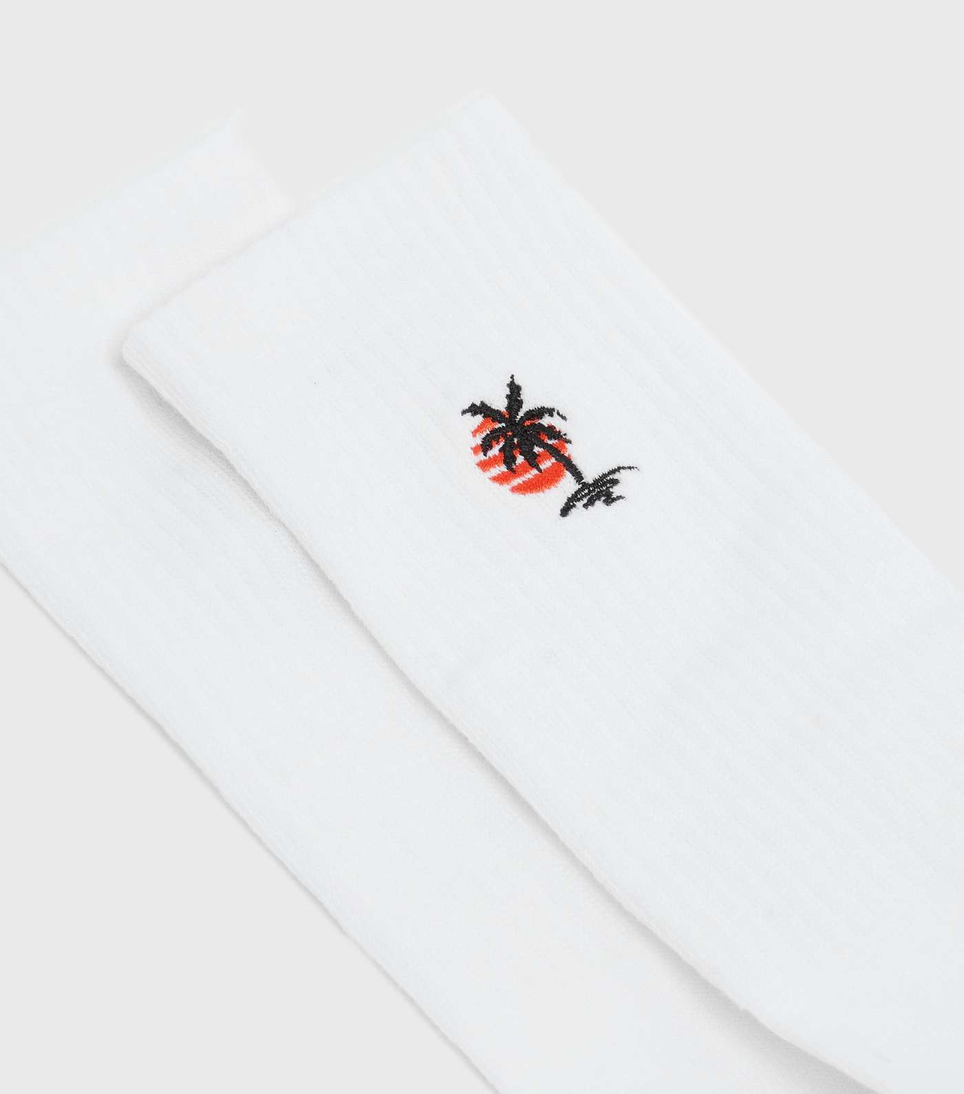 Orange Palm Tree Embroidered Socks Image 2