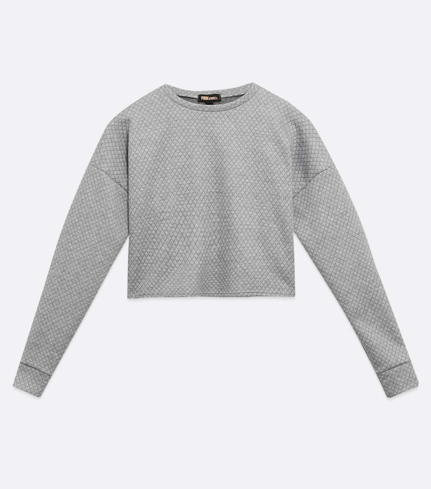 Pink Vanilla Grey Quilted Crop Sweatshirt Image 5