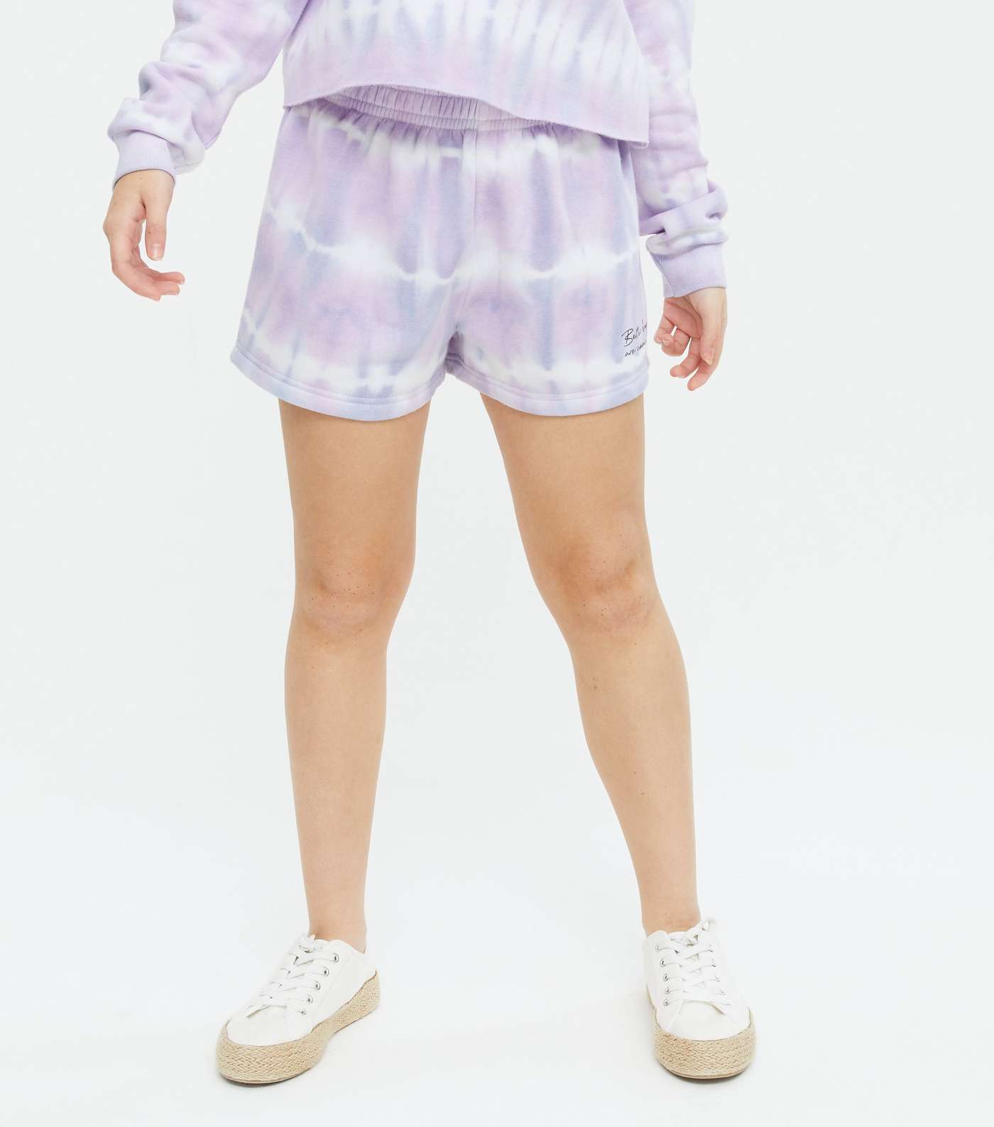 Girls Lilac Tie Dye Better Days Logo Shorts Image 2
