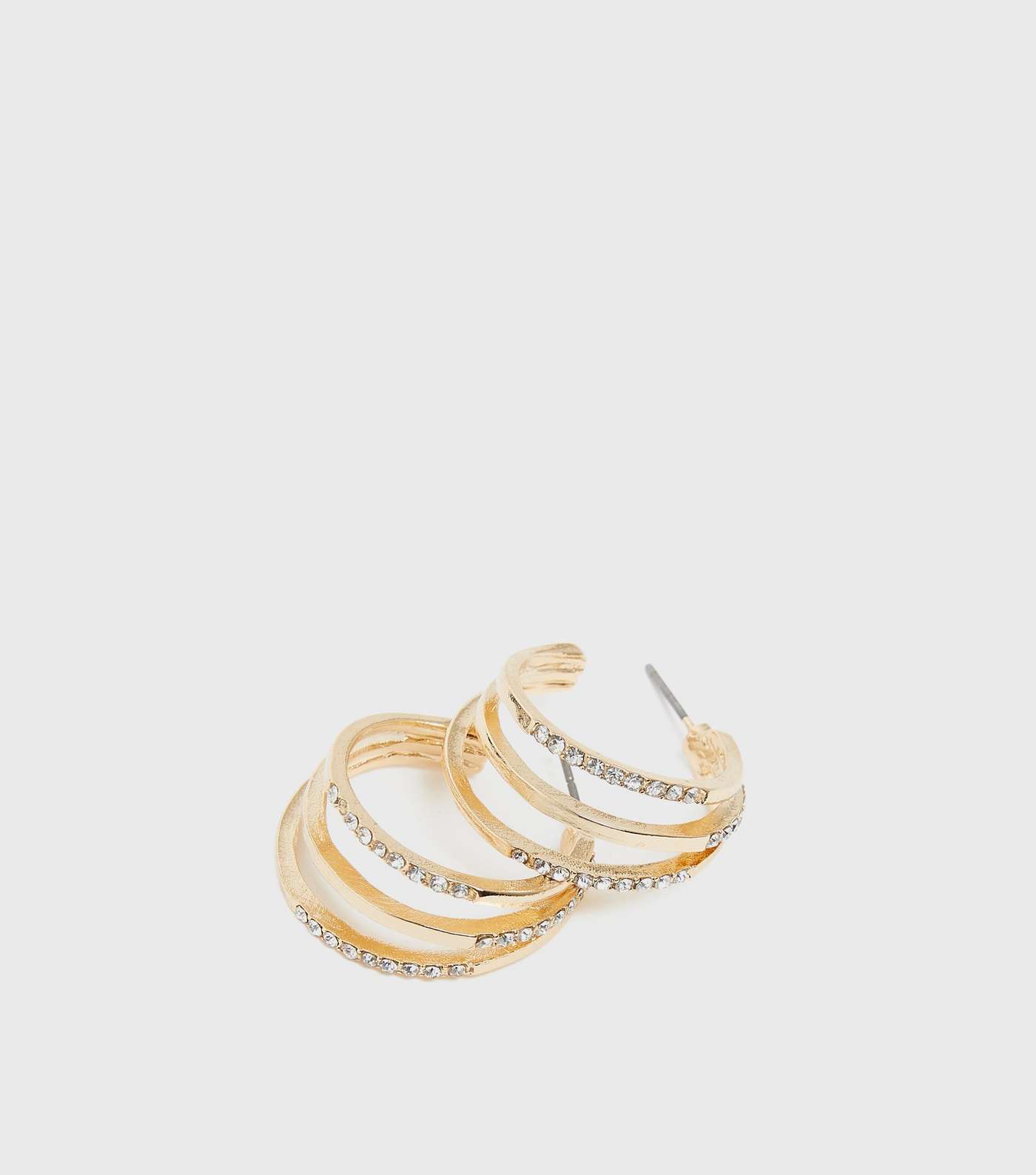 Gold Diamanté Triple Hoop Earrings Image 3