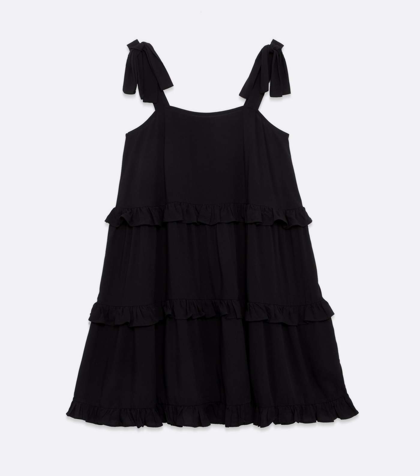 Black Tie Strap Frill Tiered Mini Dress Image 5