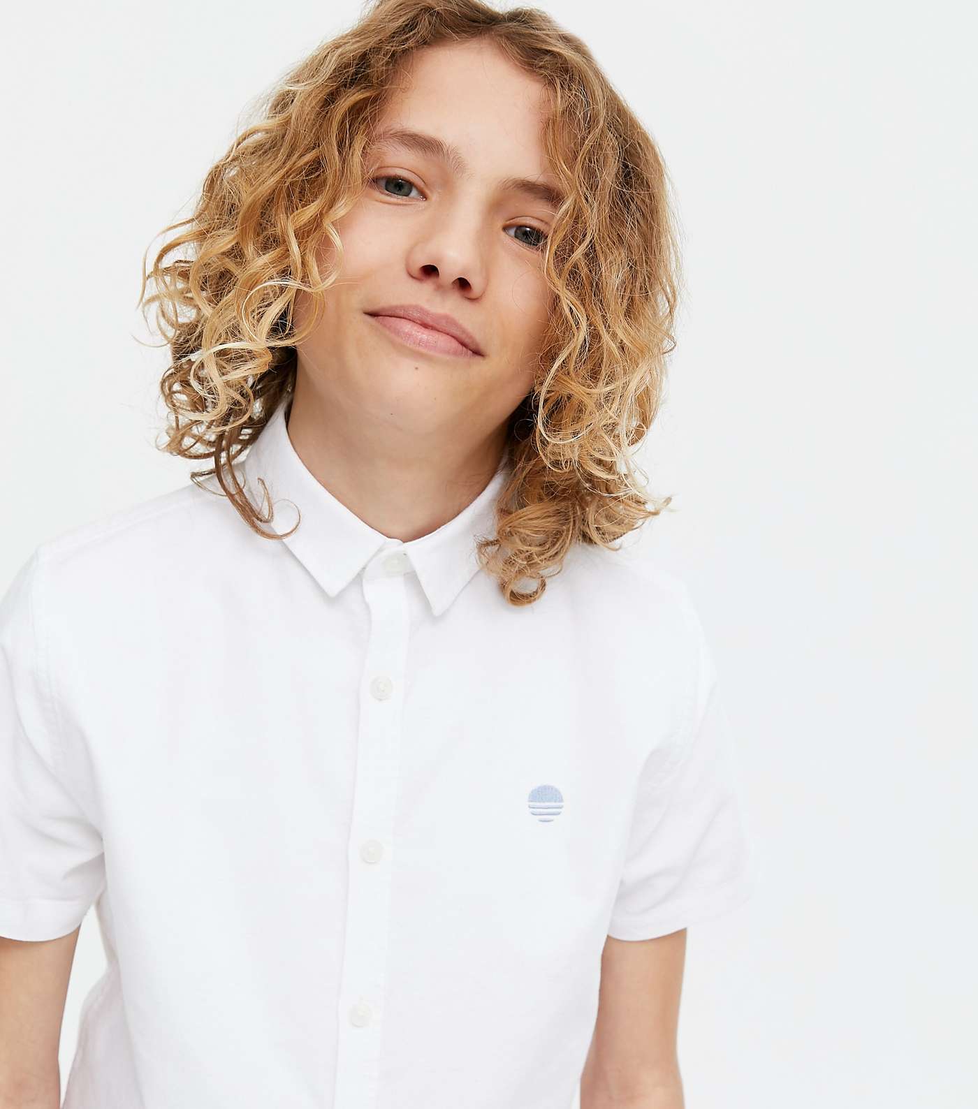 Boys White Embroidered Oxford Shirt Image 3