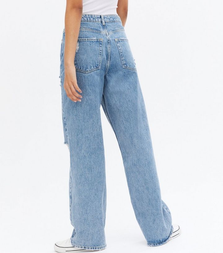 Blue Ripped High Rise Sinead Baggy Fit Jeans New Look