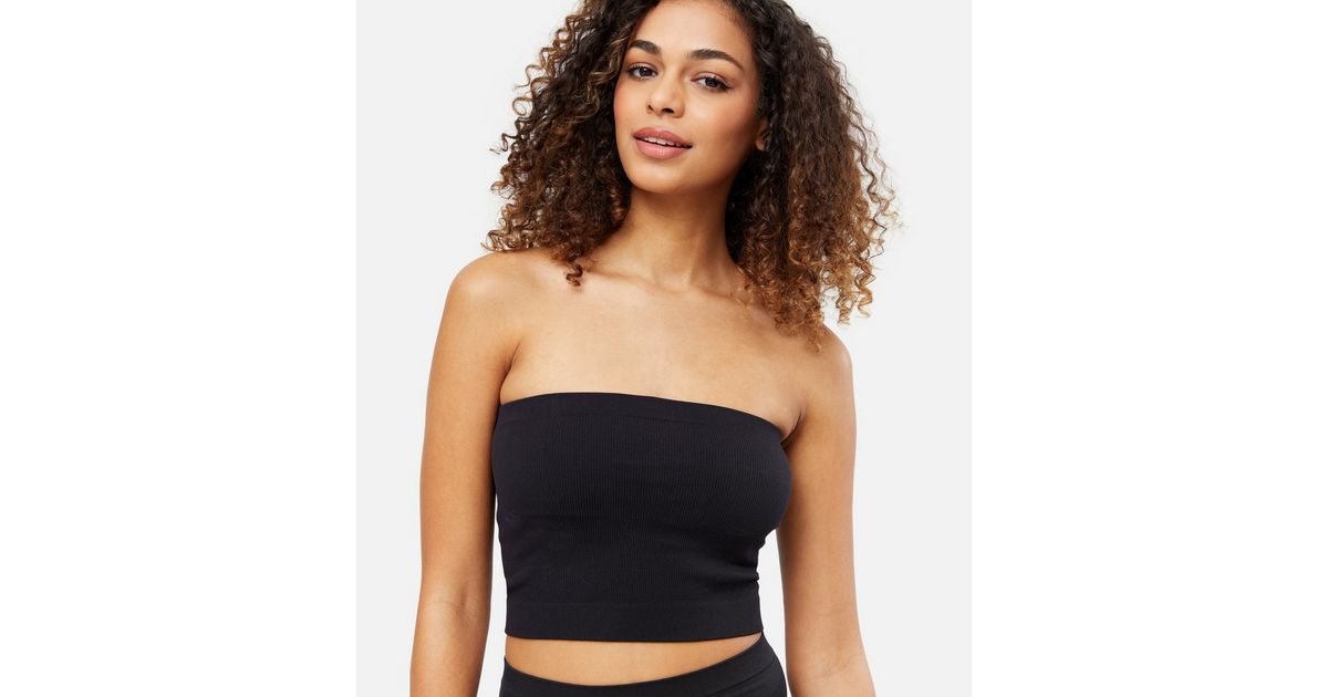Black Ribbed Seamless Bandeau | New Look