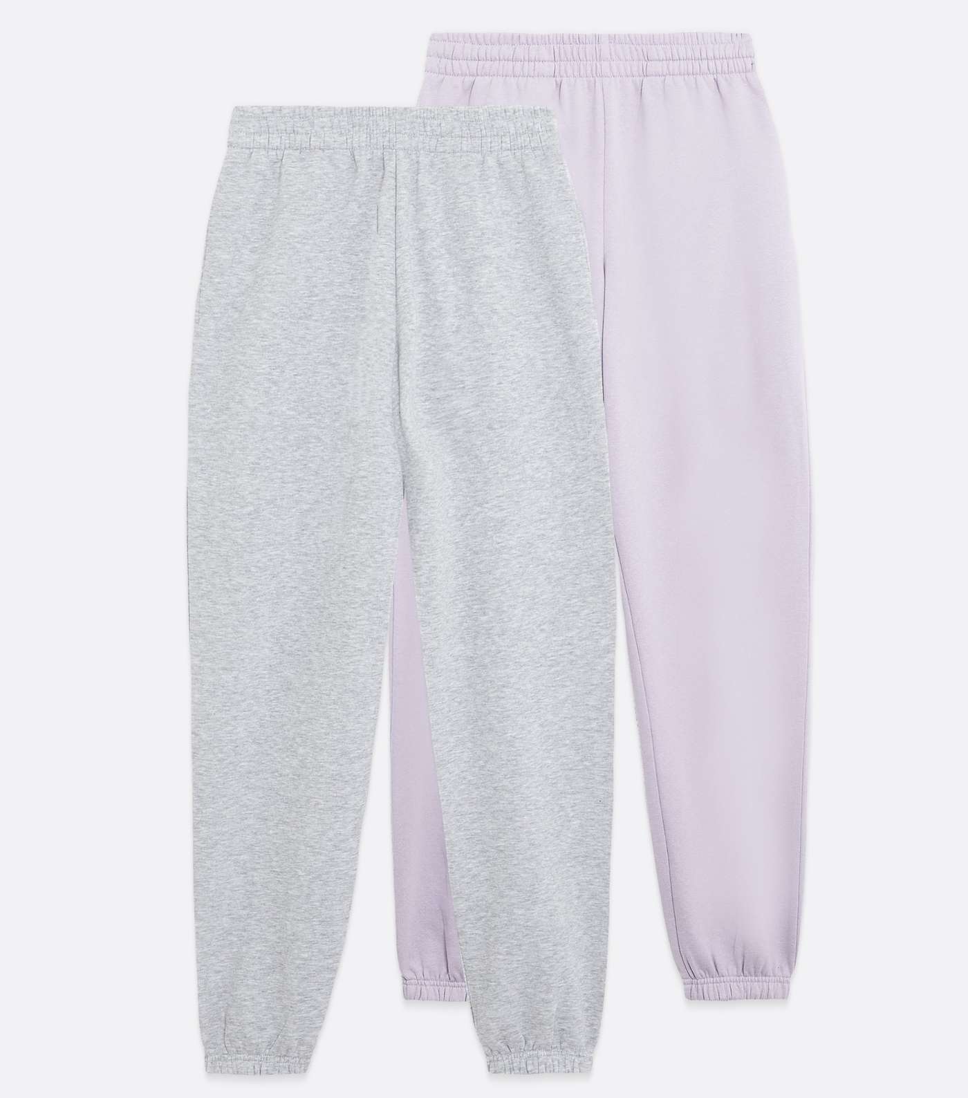 Girls 2 Pack Lilac and Grey Cuffed Joggers Image 5