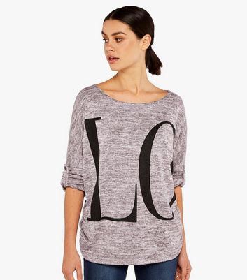 Image of Apricot Pink Love Logo Ruched Side Top New Look