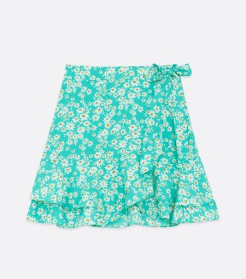 mini wrap skirt green