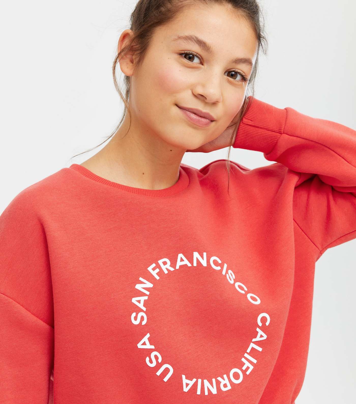 Girls Red San Francisco Circle Logo Sweatshirt Image 4