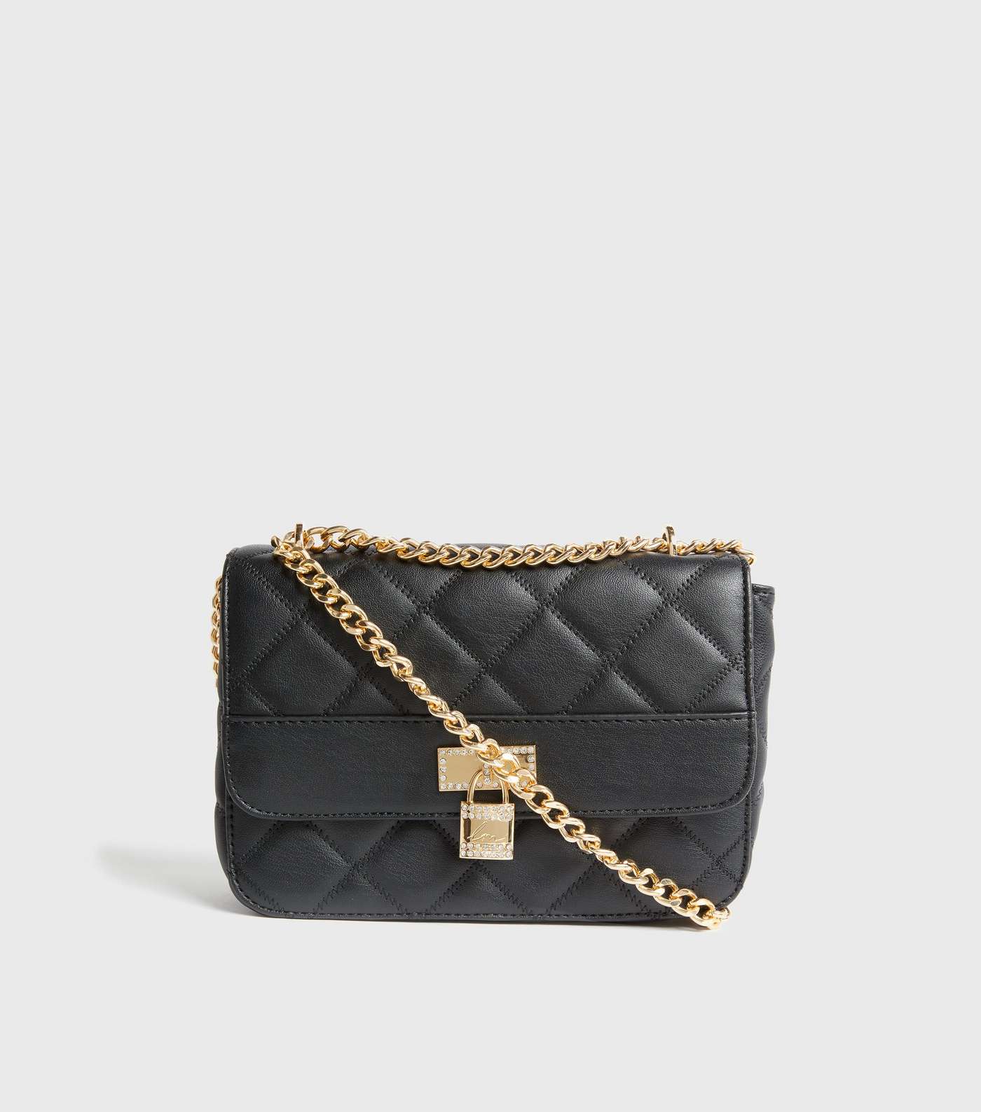 Little Mistress Black Quilted Chain Cross Body Bag Image 2