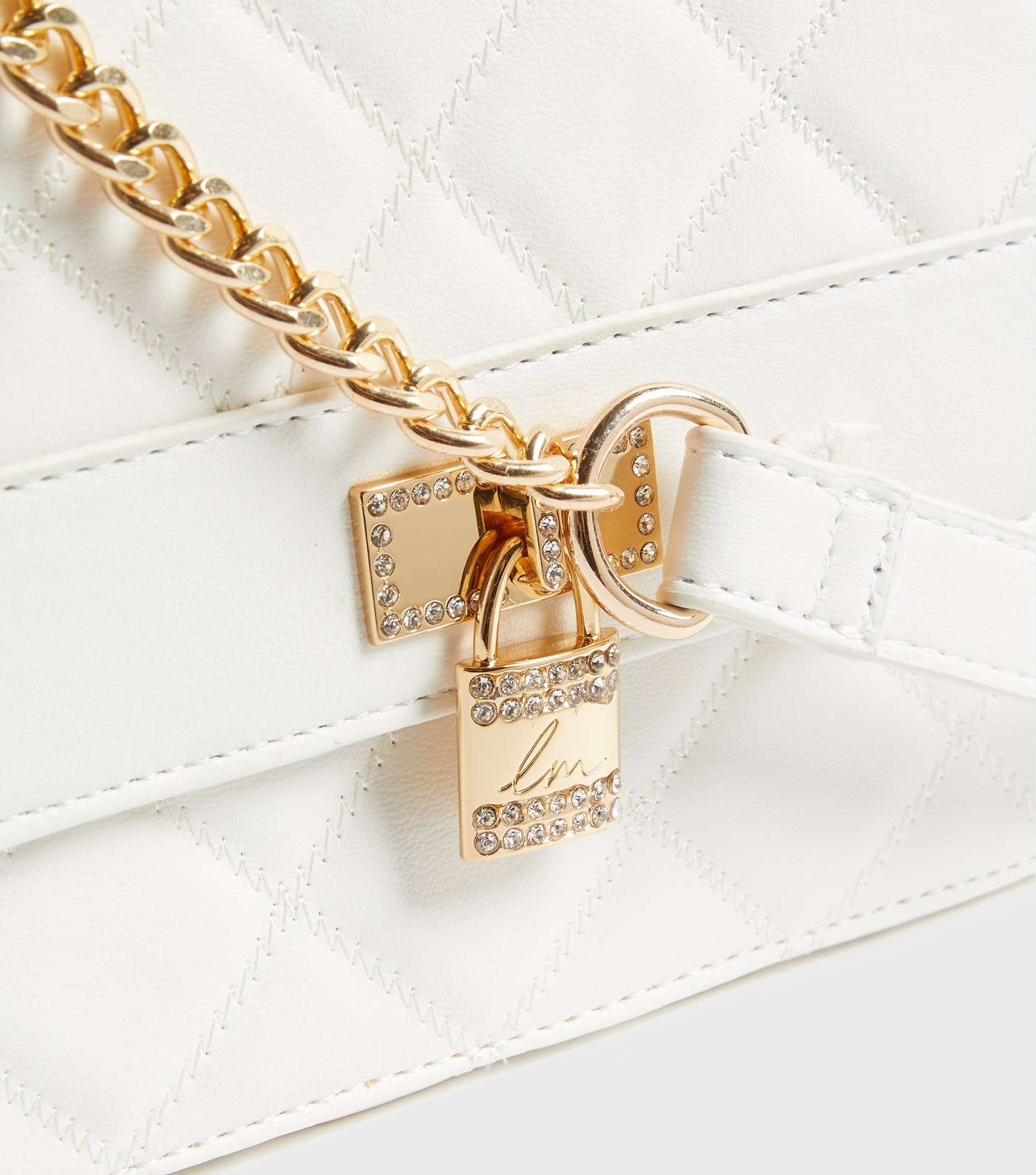 Little Mistress White Quilted Chain Cross Body Bag Image 3