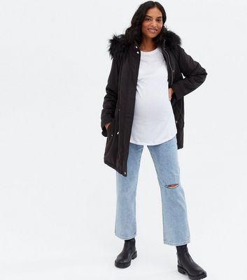 maternity faux fur coat