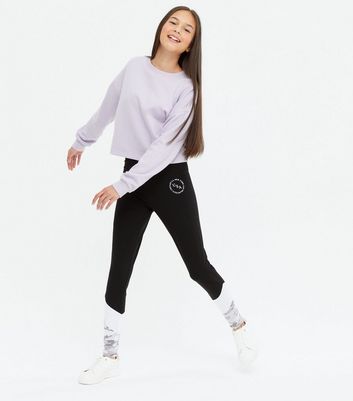 Girls Black USA Logo Leggings New Look