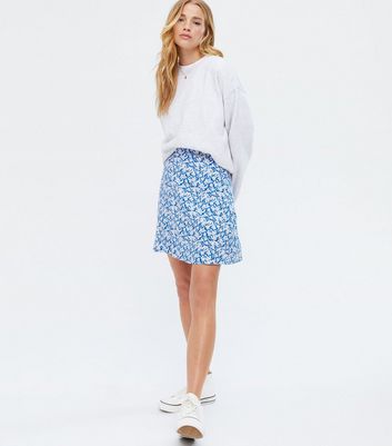 blue floral skirt new look