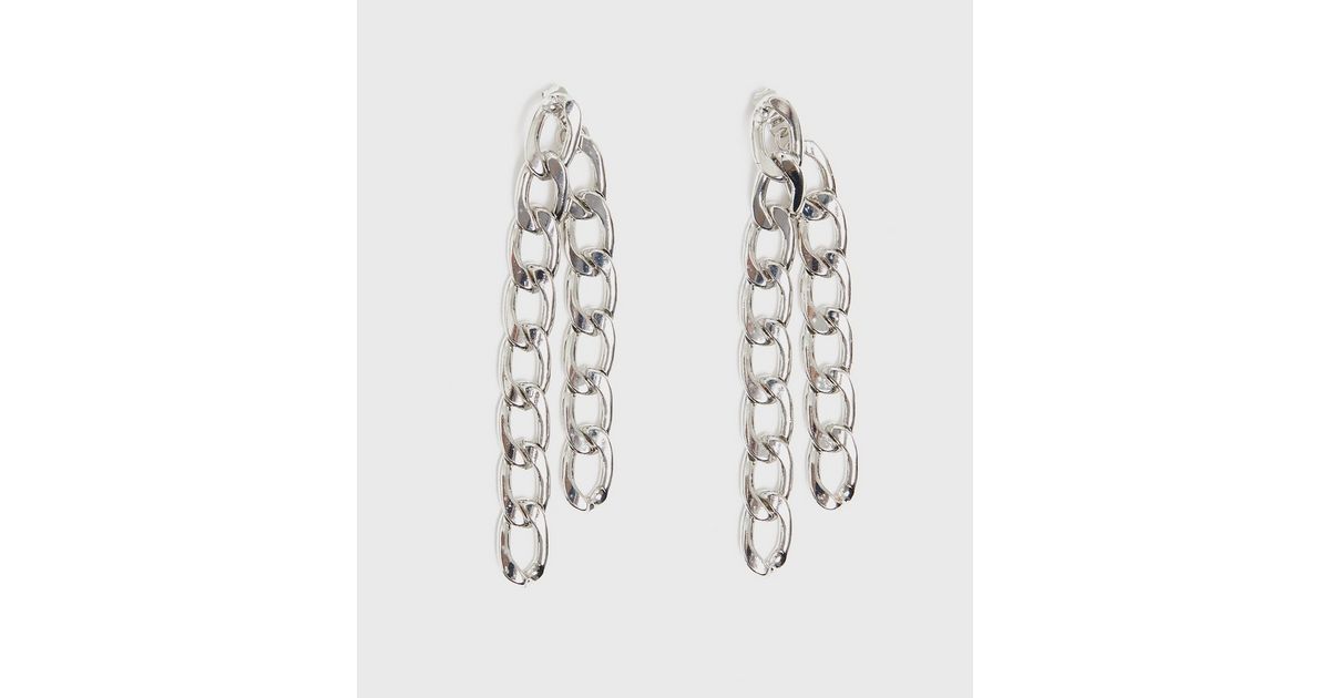 drop chain earrings silver