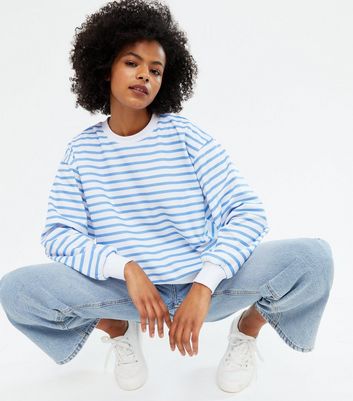 Blue and hotsell white striped sweatshirt