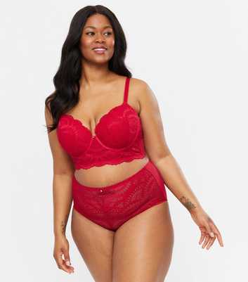Curves Red Scallop Lace High Waist Briefs