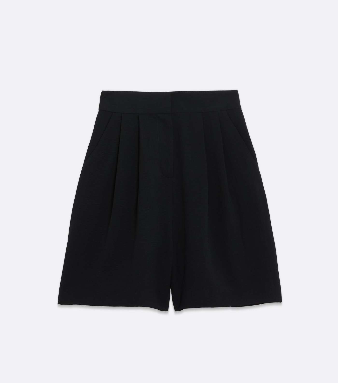 Black Pleated High Waist Long Shorts Image 5