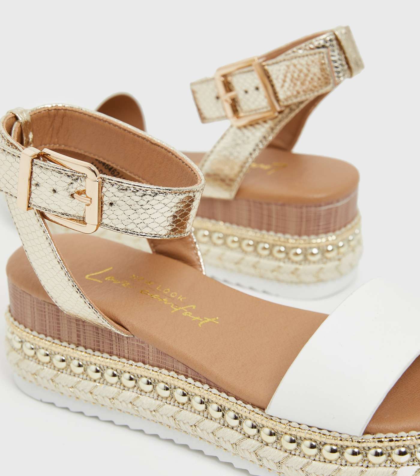 White Faux Snake Strap Espadrille Chunky Sandals Image 4