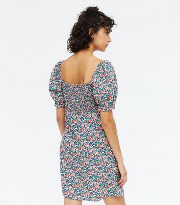 square neck ditsy dress