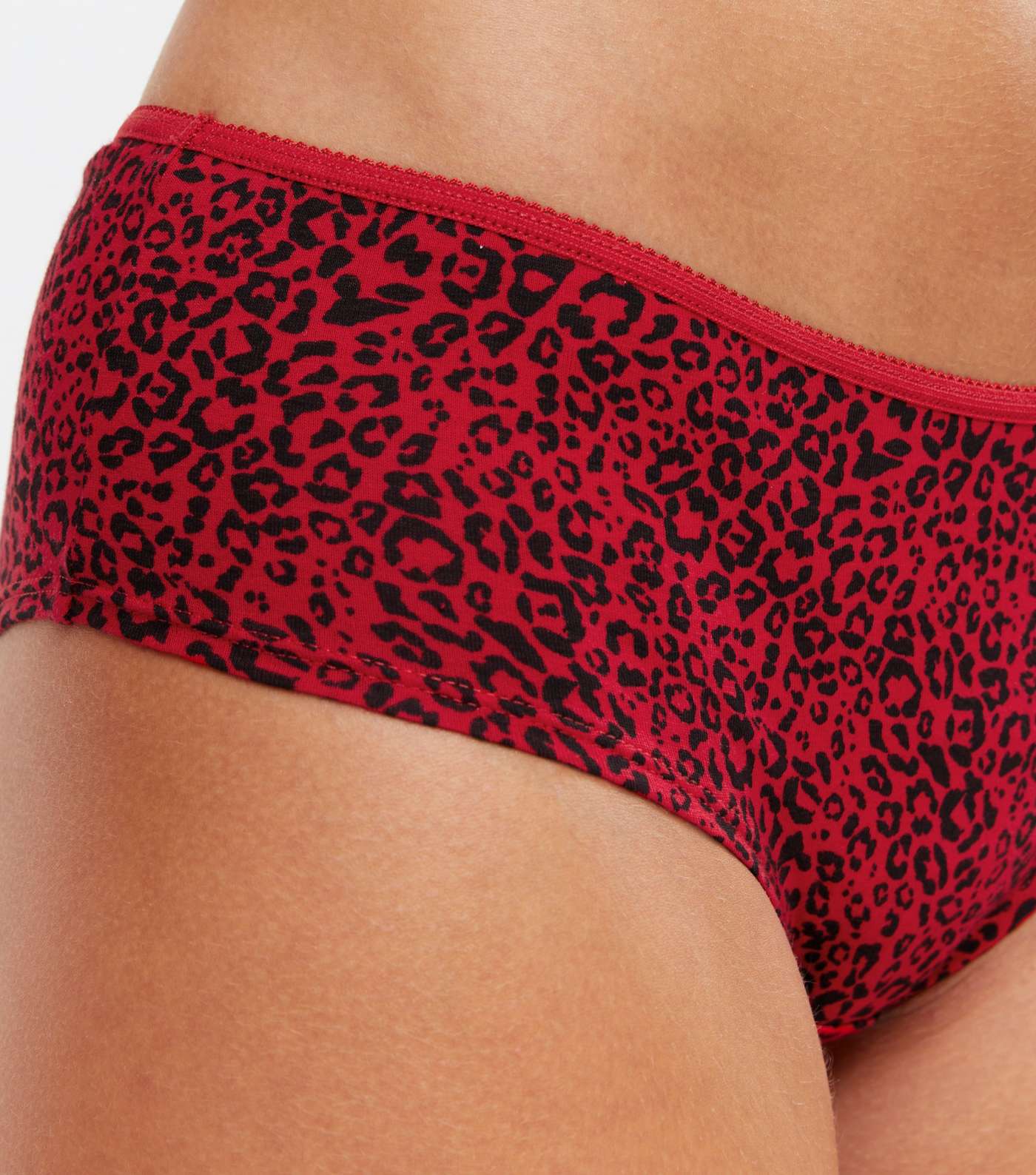 5 Pack Red White and Black Leopard Print Short Briefs Image 3
