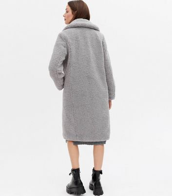 long teddy coat black