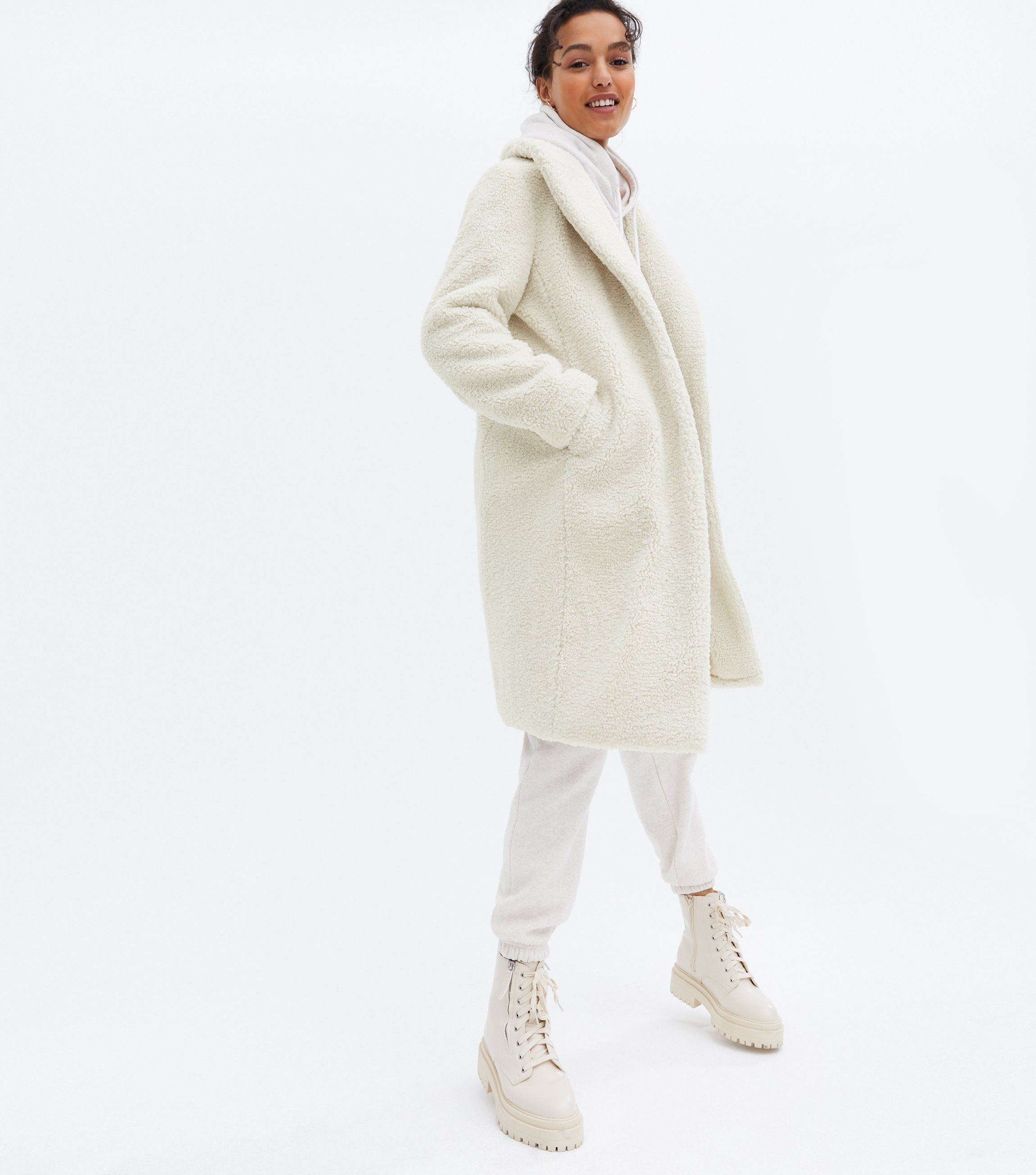 Cream Long Teddy Coat | New Look