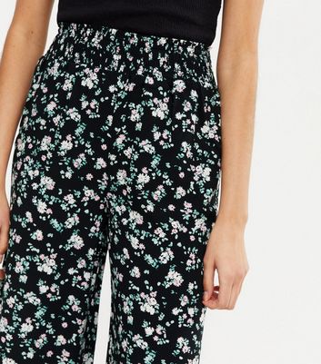 Buy Oxolloxo Black Floral Print Pants for Women Online  Tata CLiQ