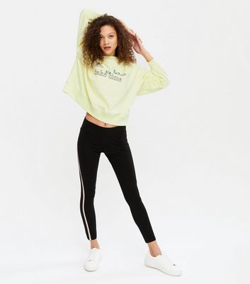 Petite Black Side Stripe Leggings | New 