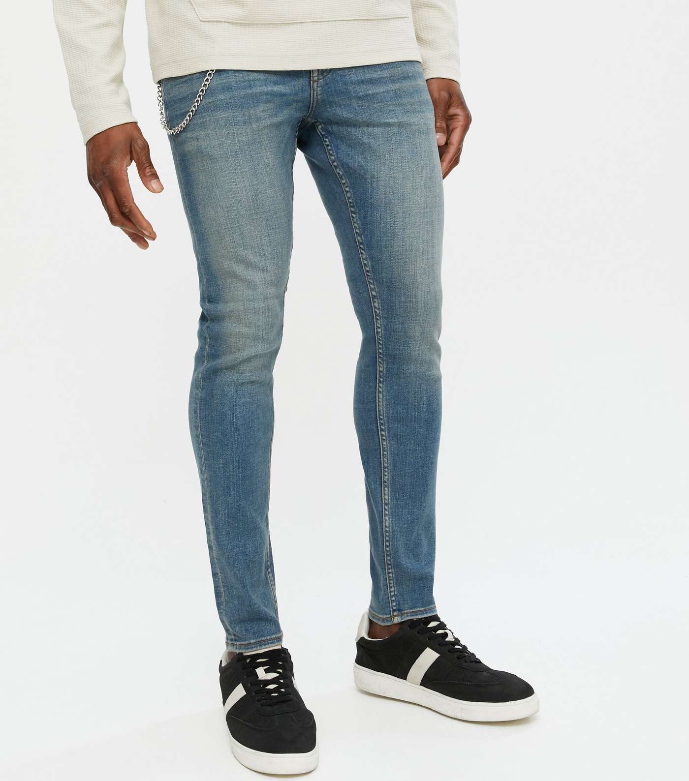 Bright Blue Side Chain Skinny Jeans Image 2
