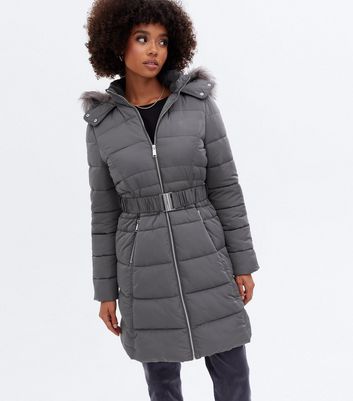 long belted puffer jacket