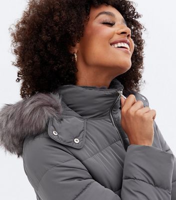 Grey belted sales puffer jacket