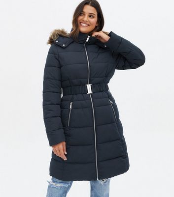 Click to view product details and reviews for Navy Belted Puffer Long Jacket New Look.