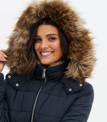 womens navy coat with hood