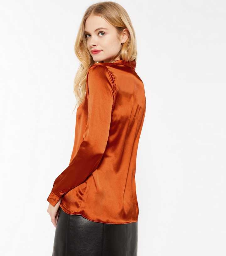 Nenette women's viscose satin blouse Rust