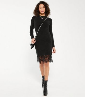 jumper dress with lace hem