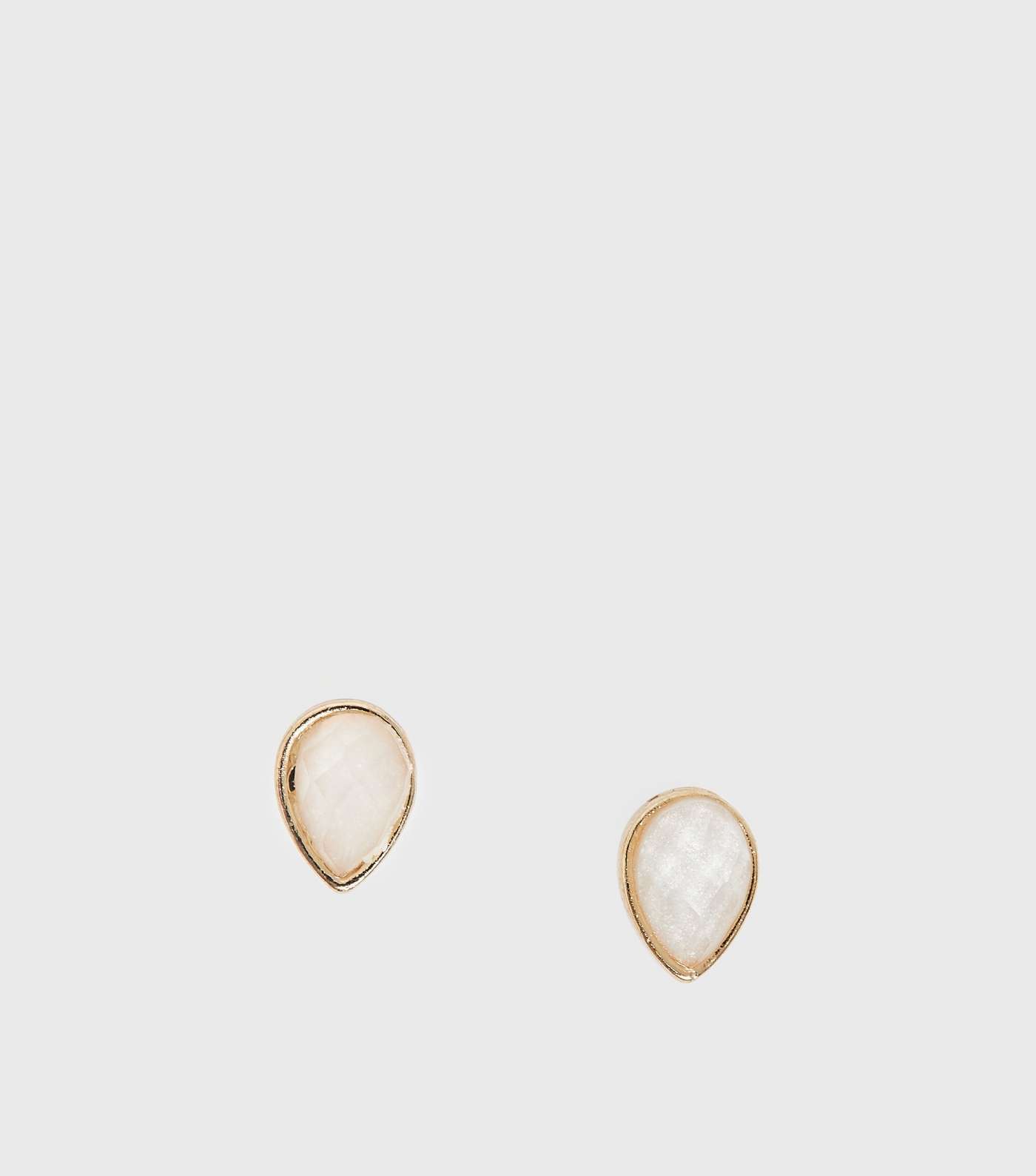 Gold Faux Semi Precious Teardrop Stud Earrings