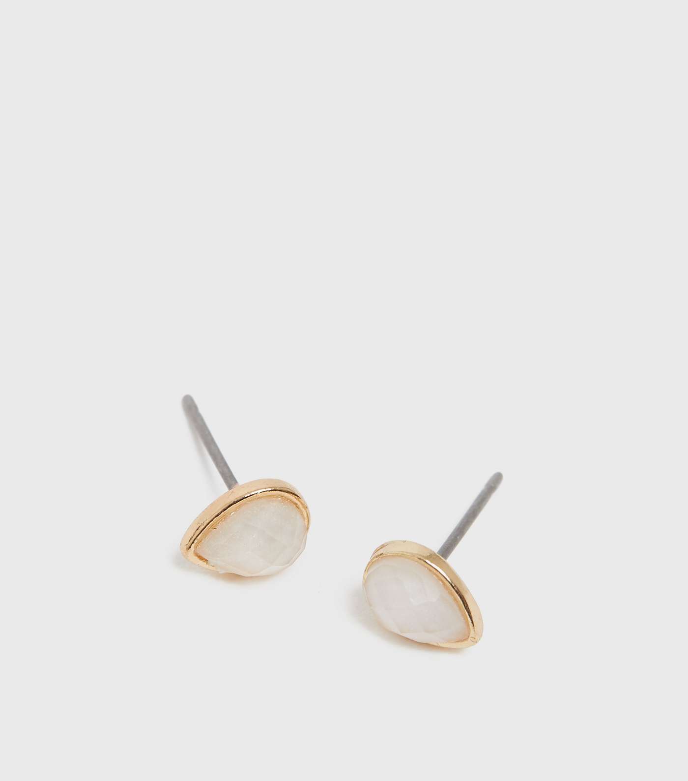 Gold Faux Semi Precious Teardrop Stud Earrings Image 3