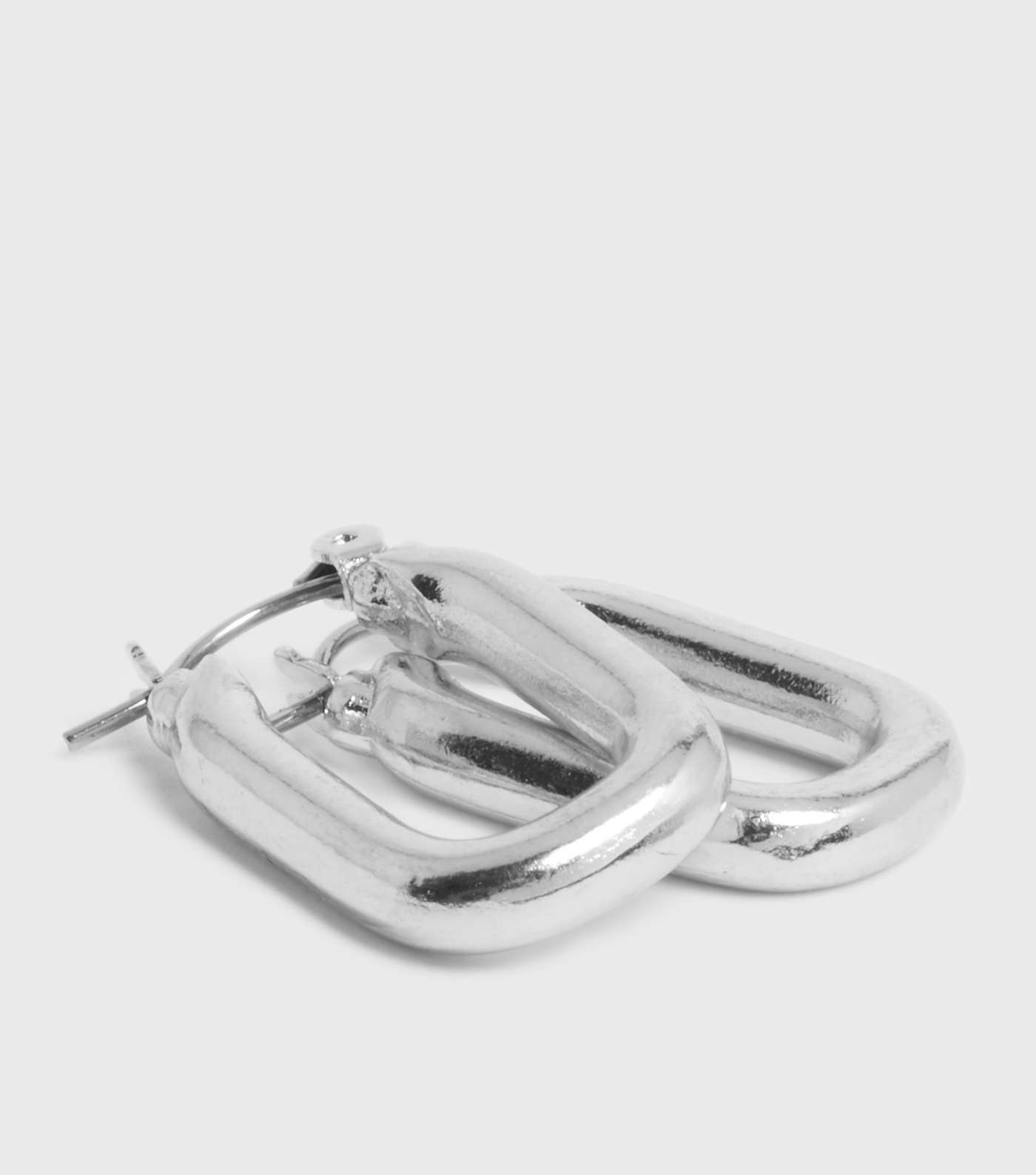 Silver Oval Hoop Earrings Image 3
