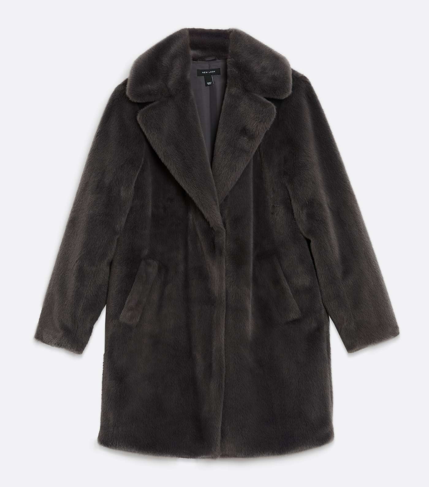 Dark Grey Faux Fur Long Coat Image 5