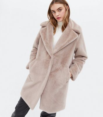 Mink Faux Fur Long Coat New Look