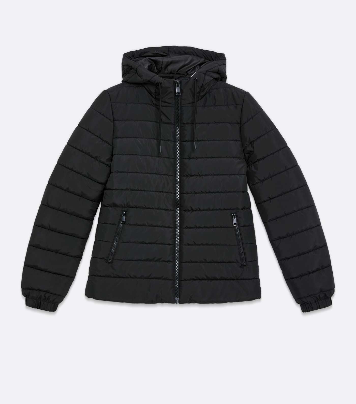 Black Hooded Puffer Jacket Image 5
