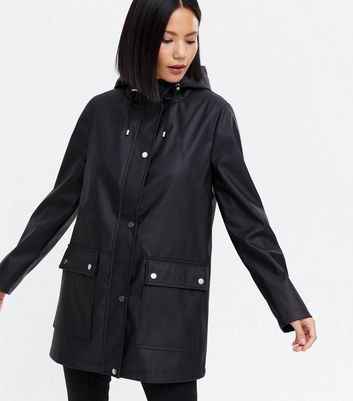 Black Hooded Long Anorak | New Look